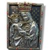 Image 1 : Metal Plaque of Madonna & Child w Jeweled Crowns 6.5"x8.5"