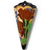 Image 1 : Japanese Ceramic Wall Pocket, Floral Design, Scalloped Edge, Made in Japan, 10 Inches Tall, Vintage.