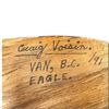 Image 4 : Craig Voisin Carved Wood Eagle Wall Sculpture, Abalone Eye, Signed 1991 Vancouver BC, 40 x 11 Inches