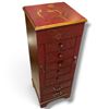 Image 3 : Painted Wood Jewelry Armoire with Mirror, 7 Drawers & Side Doors, Chinese-Style Bird Motifs, 38 In.
