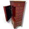 Image 4 : Painted Wood Jewelry Armoire with Mirror, 7 Drawers & Side Doors, Chinese-Style Bird Motifs, 38 In.