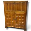 Image 1 : Arts & Crafts Oak Drop-Front Cabinet, Paneled Doors & Brass Ring Pulls, 33 x 13.5 x 41.5 Inches Tall