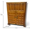 Image 2 : Arts & Crafts Oak Drop-Front Cabinet, Paneled Doors & Brass Ring Pulls, 33 x 13.5 x 41.5 Inches Tall