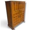 Image 3 : Arts & Crafts Oak Drop-Front Cabinet, Paneled Doors & Brass Ring Pulls, 33 x 13.5 x 41.5 Inches Tall