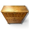 Image 4 : Arts & Crafts Oak Drop-Front Cabinet, Paneled Doors & Brass Ring Pulls, 33 x 13.5 x 41.5 Inches Tall