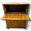 Image 5 : Arts & Crafts Oak Drop-Front Cabinet, Paneled Doors & Brass Ring Pulls, 33 x 13.5 x 41.5 Inches Tall