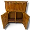 Image 6 : Arts & Crafts Oak Drop-Front Cabinet, Paneled Doors & Brass Ring Pulls, 33 x 13.5 x 41.5 Inches Tall