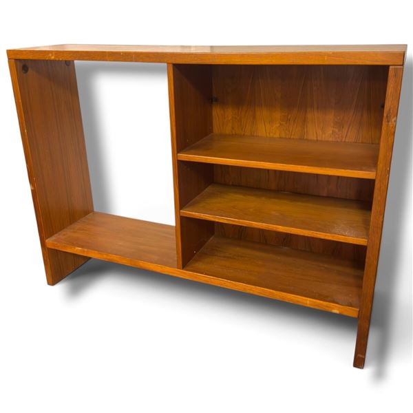 Mid-Century Modern Wood Bookcase & Media Cabinet with Open Shelves, 48 X 12 X 36 Inches, Vintage MCM