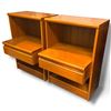 Image 3 : Pair of Mid-Century Modern Wooden Bedside Tables w Shelving  20x17x29"