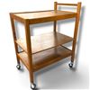 Image 1 : Mid-Century Oak Trolley Cart w Metal Caster Wheels 23x15.5x29"