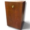 Image 1 : Mid Century Design Wooden Box w Brass Knob & Red Interior Lining 13x13x22"