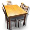 Image 1 : Teak Mid-Century Modern Extension Dining Table & 6 Chairs, Made in Thailand, 2x 19.5 Inch Leaves Set