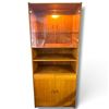 Image 1 : Mid-Century Modern Wooden Display Cabinet w Glass Doors & Brass Hardware 30.5x15.5x73.5"