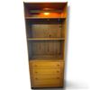 Image 1 : Mid-Century Modern Lighted Wooden Bookcase With Drawers (30.5" X 15.5" X 73.5")