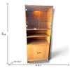 Image 2 : Mid-Century Modern Wooden Display Cabinet w Glass Doors & Brass Hardware 30.5x15.5x73.5"