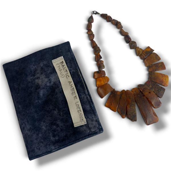 Raw Baltic Amber (Cobol) Necklace with Polished Lozenges - 16" long with longest lozenge being 2.5"
