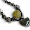 Image 2 : Handcrafted Carved Stone Bead  Choker with & Sterling Silver Labradorite Drop Pendant  (Choker is 16