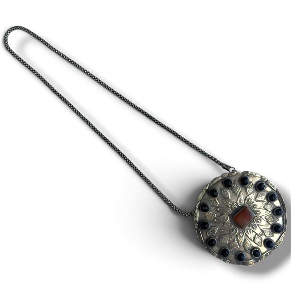 Turkmen (Turkoman) Traditional Gulyaka Collar Brooch Converted to Necklace (24" chain on a 4" diamet