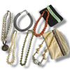 Image 1 : 5 Necklaces of International Origin - Coral, Bone Bead, Bead with Faux Ivory Elephant Charms ,Olive