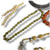 Image 4 : 5 Necklaces of International Origin - Coral, Bone Bead, Bead with Faux Ivory Elephant Charms ,Olive