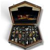 Image 1 : Antique Wood Box Full of Assorted Earrings * Box measures 14" x 15" x 3.5" tall