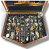 Image 2 : Antique Wood Box Full of Assorted Earrings * Box measures 14" x 15" x 3.5" tall