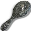 Image 2 : Antique Sterling Silver Repousse  Hand Mirror with Theatrical Mask & Cherub Design - Believed to be