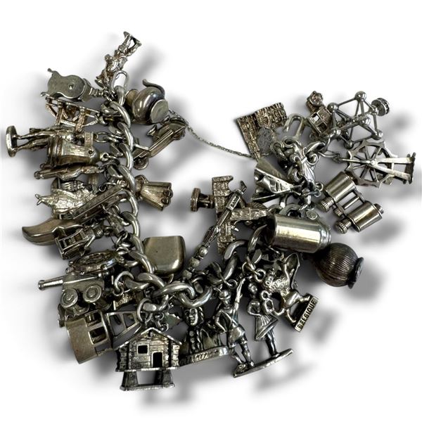 Vintage European Charm Bracelet with an Astounding Amount of Charms (Majority of the charms are mark