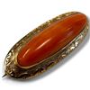 Image 1 : Antique 10 KT Gold Peach Coral Brooch - 3.7mm x 32mm (Total weight: 3.47 grams)