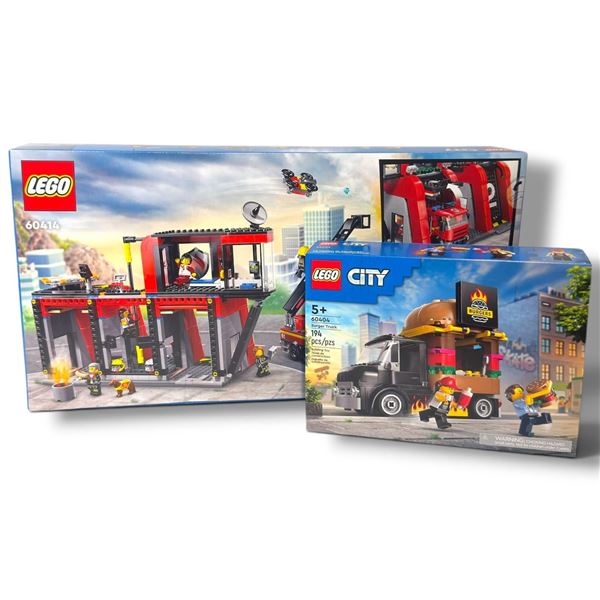 LEGO City 60414 Fire Station & 60404 Burger Truck Sets Sealed