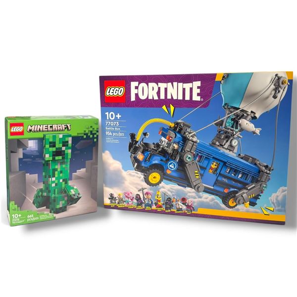 LEGO Fortnite 77073 Battle Bus & Minecraft 21276 The Creeper Sets Sealed
