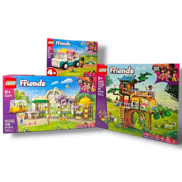 LEGO Friends 42671 Plant Cafe, 42652 Friendship Tree House & 42644 Ice Cream Truck, 3 Sealed Set Lot