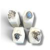 Image 2 : 4 New Rings * all stamped .925 * (Snowflake Obsidian, Moonstones, & Larimar Stone)  Longest ring  is