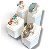 Image 1 : 4 New Rings * all stamped .925 * (Oyster Turquoise, Red Jasper, Copper Turquoise & Blue Chalcedony)