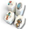 Image 2 : 4 New Rings * all stamped .925 * (Oyster Turquoise, Red Jasper, Copper Turquoise & Blue Chalcedony)