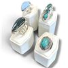 Image 1 : 4 New Rings * all stamped .925 * (Labradorite, Turquoise, & Larimar, ) Longest ring  is 39 mm * Tota