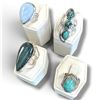 Image 2 : 4 New Rings * all stamped .925 * (Labradorite, Turquoise, & Larimar, ) Longest ring  is 39 mm * Tota