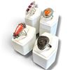 Image 1 : 4 New Rings * all stamped .925 * (Pyritized Ammonite, Oyster Turquoise, Garnet & Carnelian) Longest