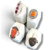 Image 2 : 4 New Rings * all stamped .925 * (Pyritized Ammonite, Oyster Turquoise, Garnet & Carnelian) Longest