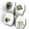 Image 2 : 4 New Rings * all stamped .925 * (Green Prehnite, Chrome Chalcedony, & Green Turquoise) Longest ring