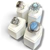 Image 1 : 4 New Rings * all stamped .925 * (Larimar, Blue Topaz Crystal, Chrome & Blue Chalcedony) Longest rin