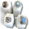 Image 2 : 4 New Rings * all stamped .925 * (Larimar, Blue Topaz Crystal, Chrome & Blue Chalcedony) Longest rin