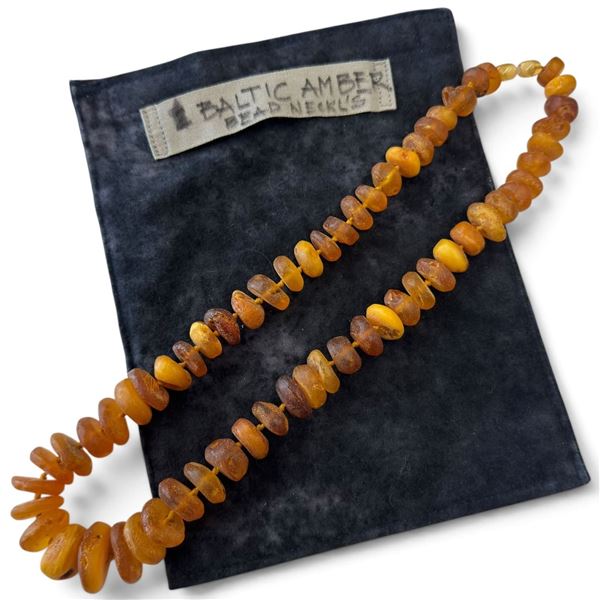23" Hand Knotted Baltic Amber Necklace - Graduated discs range from 5.6mm to 11.4mm