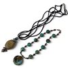 Image 1 : Carved Chinese Jade Pendant & Turquoise Ring of Life on Beaded Choker (Chinese pendant is 32mm x 52m