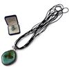 Image 1 : Large Turquoise Pendant on Cord & Tibetan Silver & Turquoise Dragon Ring (Size 5) * Turquoise Pendan