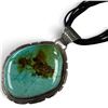 Image 2 : Large Turquoise Pendant on Cord & Tibetan Silver & Turquoise Dragon Ring (Size 5) * Turquoise Pendan