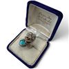 Image 3 : Large Turquoise Pendant on Cord & Tibetan Silver & Turquoise Dragon Ring (Size 5) * Turquoise Pendan