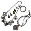 Image 1 : Group of Ethnic & Natural Stone Jewelry (Metal coin and charm necklace with some sterling pieces, ag