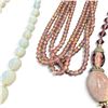 Image 5 : 4 Handcrafted Necklaces with Opaline, Glass or Carved Stone Beads