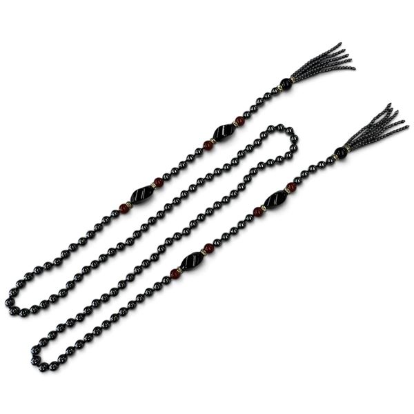 48" Hematite & Carnelian Rope Necklace - Majority of the Hematite beads are 6.5mm